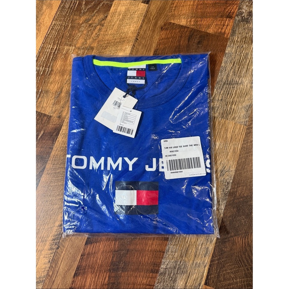 Tommy Jeans Logo T-Shirt Blue Surf The Web Large NWT